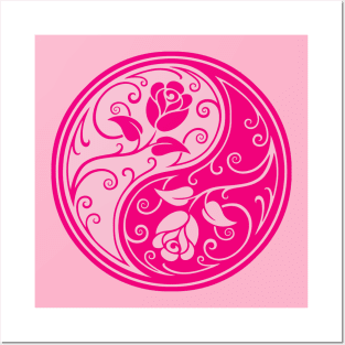 Pink Yin Yang Roses Posters and Art